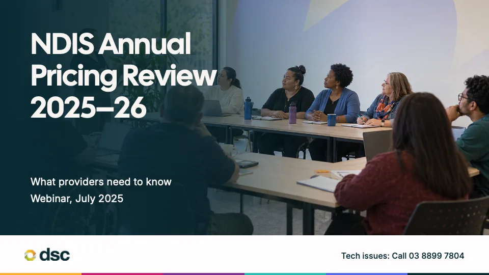 DSC template cover slide: NDIS Annual Pricing Review 2025–26