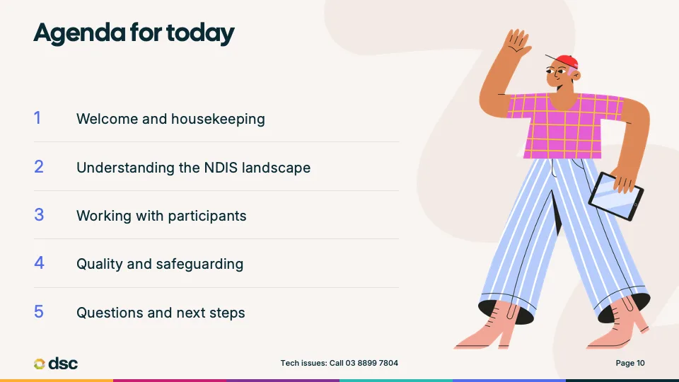 DSC template agenda slide with illustration