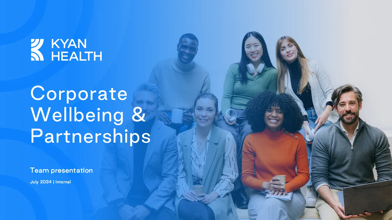 Kyan Health template cover slide: Corporate Wellbeing & Partnerships